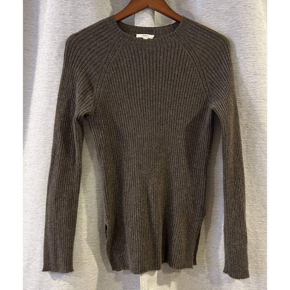 Nap Loungewear Sweater Pullover Small Brown Ribbed 100% Cashmere Brown Womens‎